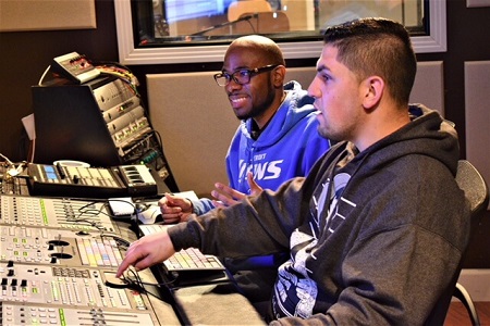 Recording Connection mentor Bernard Johnson & student Efrain Matias at Noize Factory Studios (San Diego, CA)